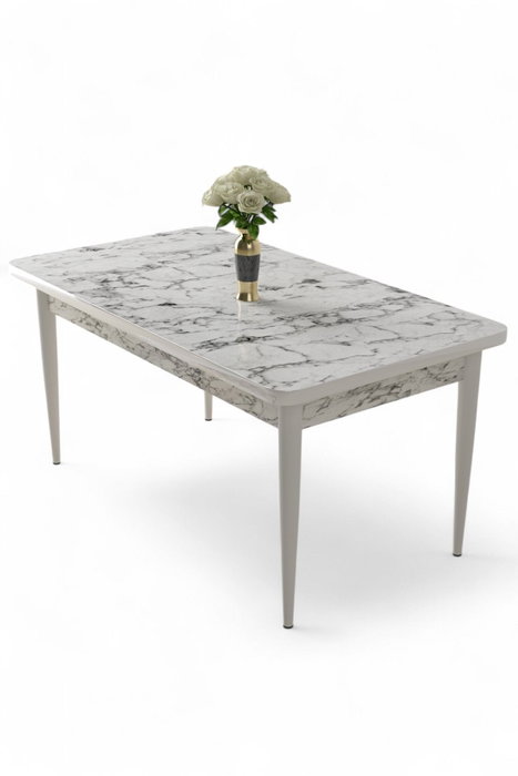 Hanah Home Mesa de Comedor Mármol Blanco y Blanco Hanah Home Mesa de Comedor Mármol Blanco y Blanco